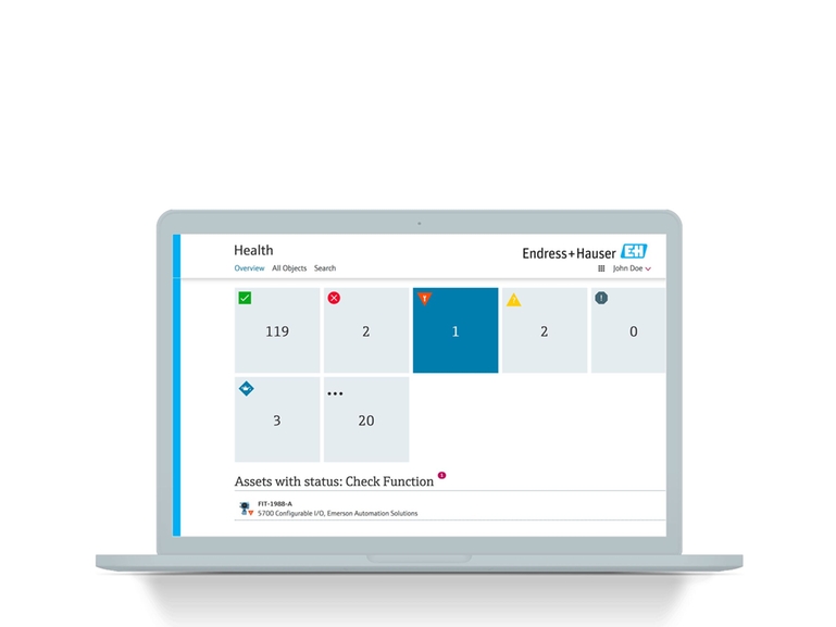Netilion Healthアセットヘルス管理：ノートパソコン上のIIoTインタフェースのスクリーンショット