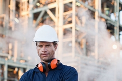 Worker in steam plant Worker in steam plant