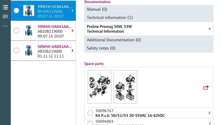 Operations appを使えば、計測機器の技術データへ即座にアクセスできます。